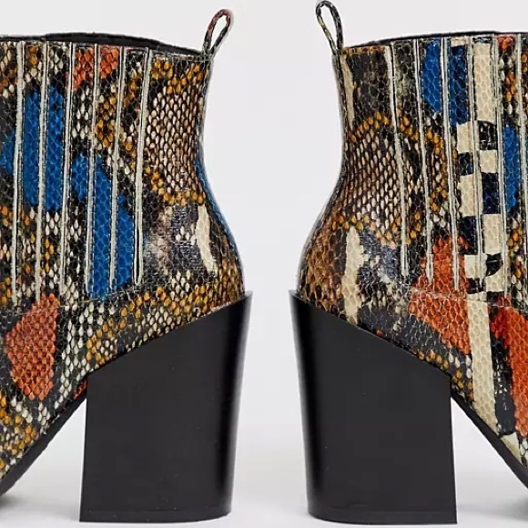 ASOS Raid Swallow Coloured Snake Western Boots 🪶 tan multi 🪬 US 8 🧡 - Picture 5 of 15